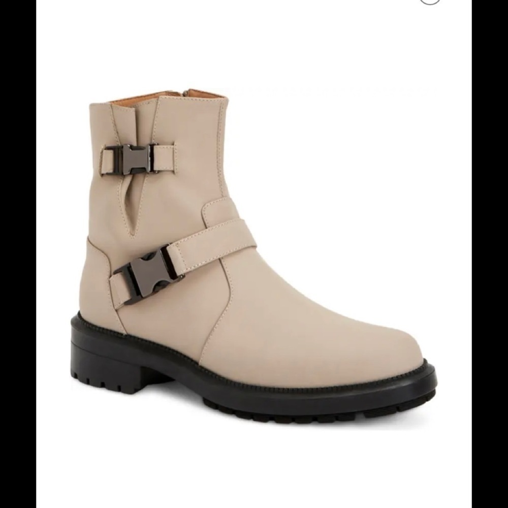 Aquatalia Lillie Leather Motorcycle Boot Taupe NWT​​​​​​​​​​